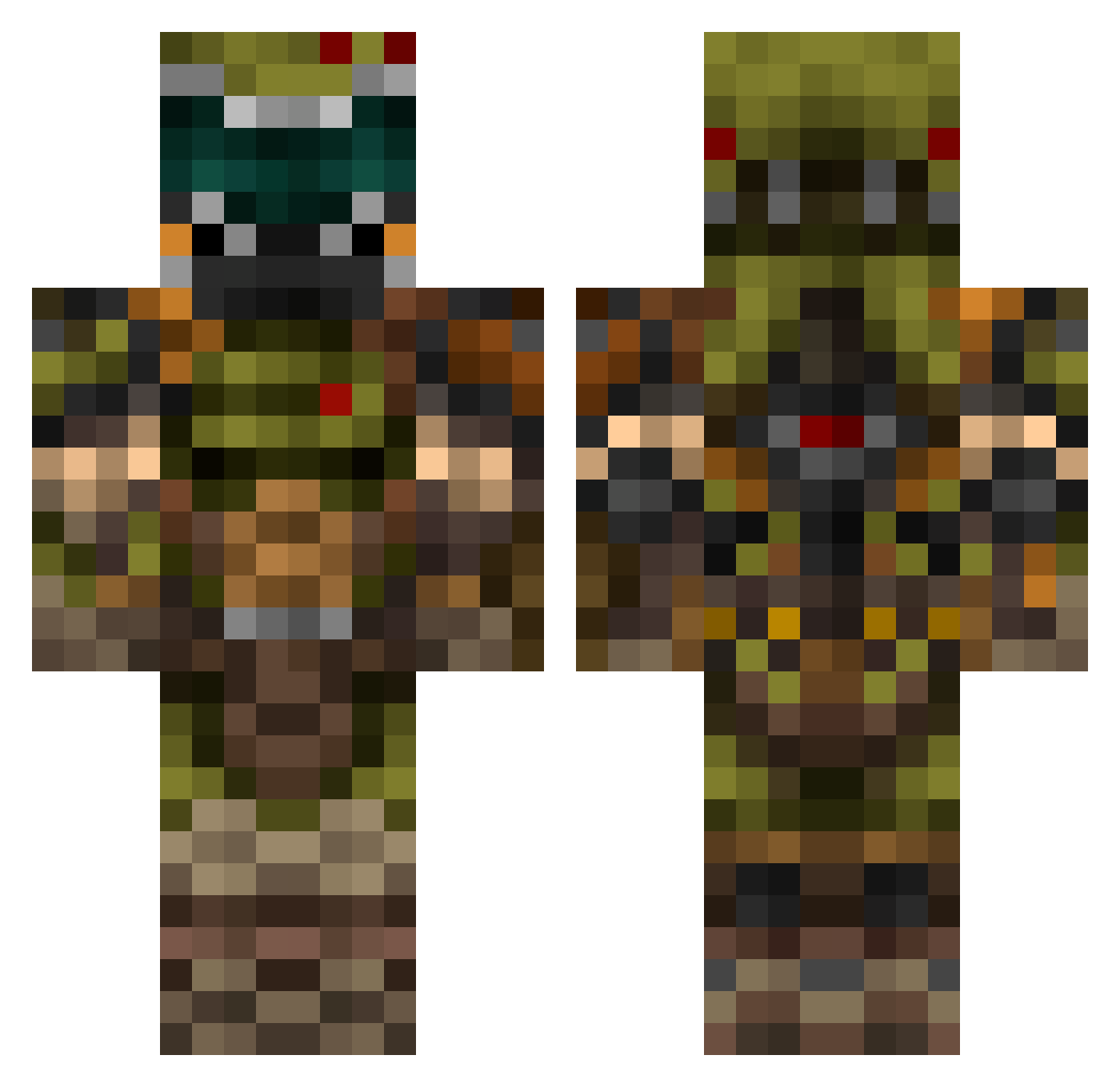Hucies Minecraft skin, front and back view