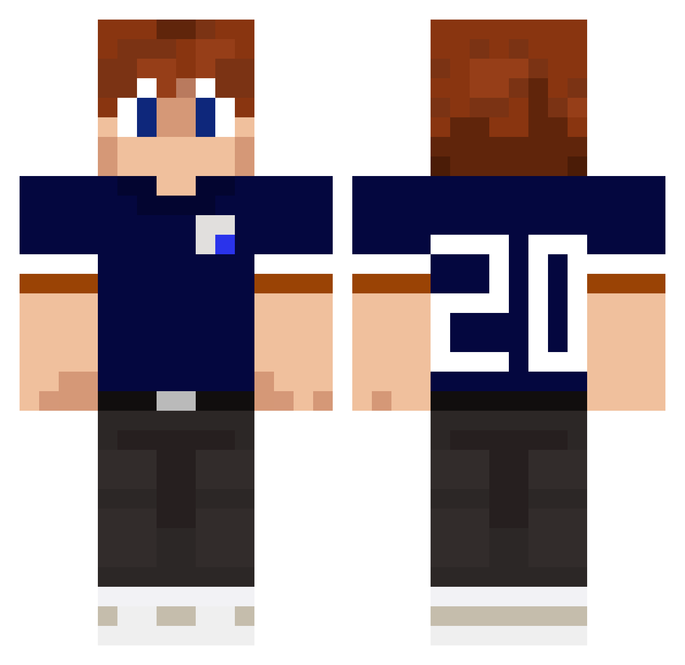 Wahop8 Minecraft skin, front and back view