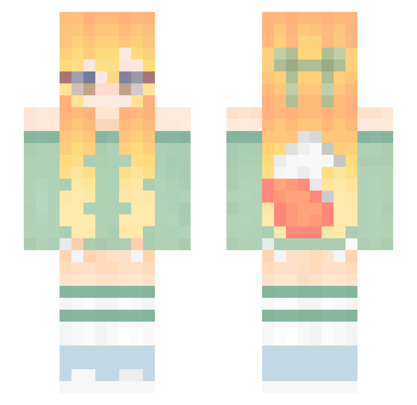 MinohMino Minecraft skin, front and back view