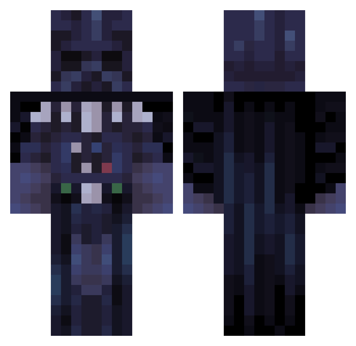 Stutterrr Minecraft skin, front and back view