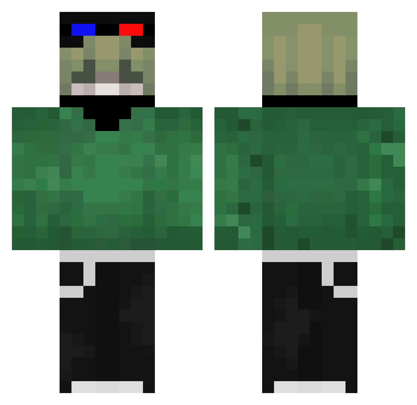 viceJ Minecraft skin, front and back view