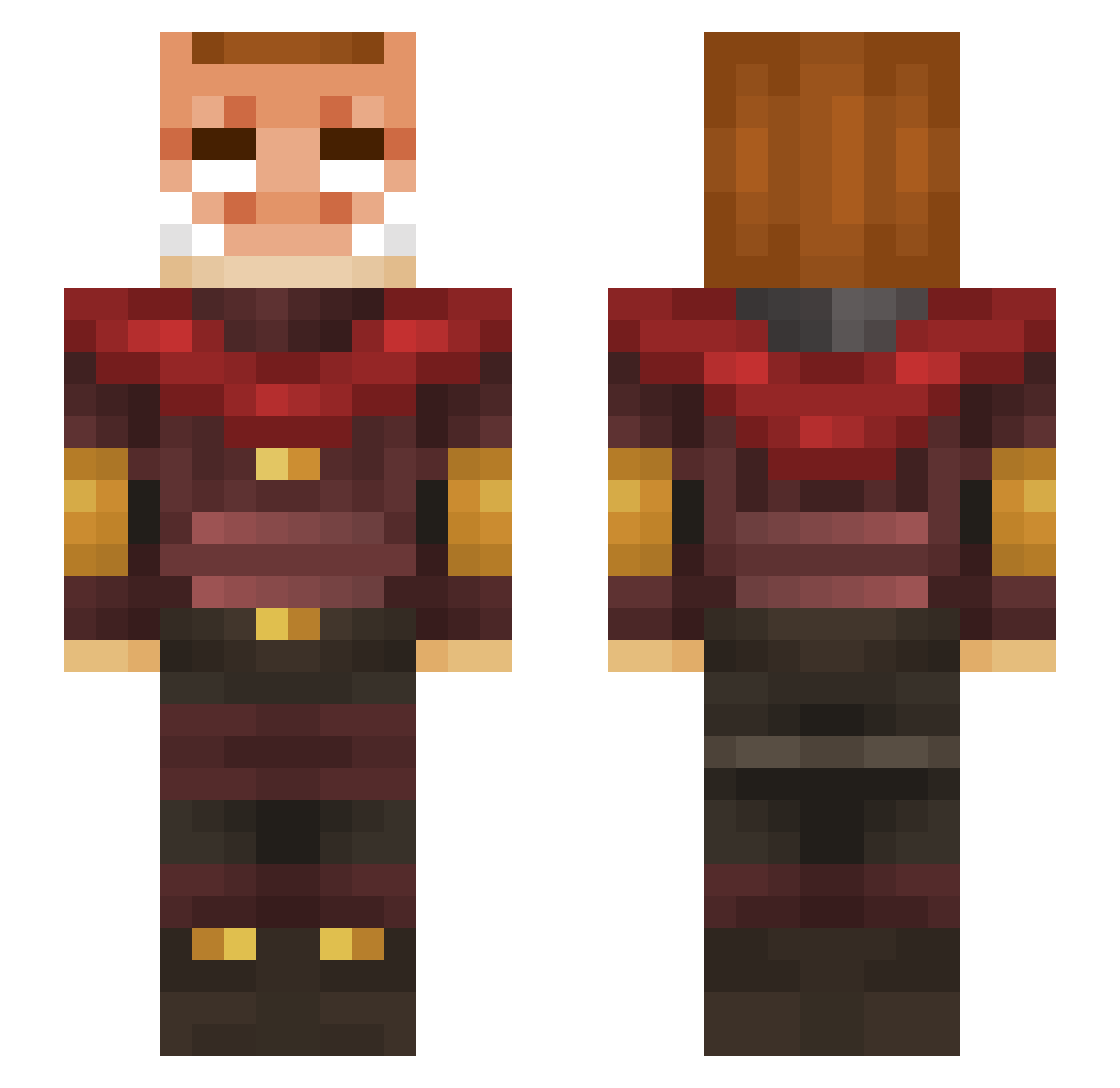 PorkStride Minecraft skin, front and back view