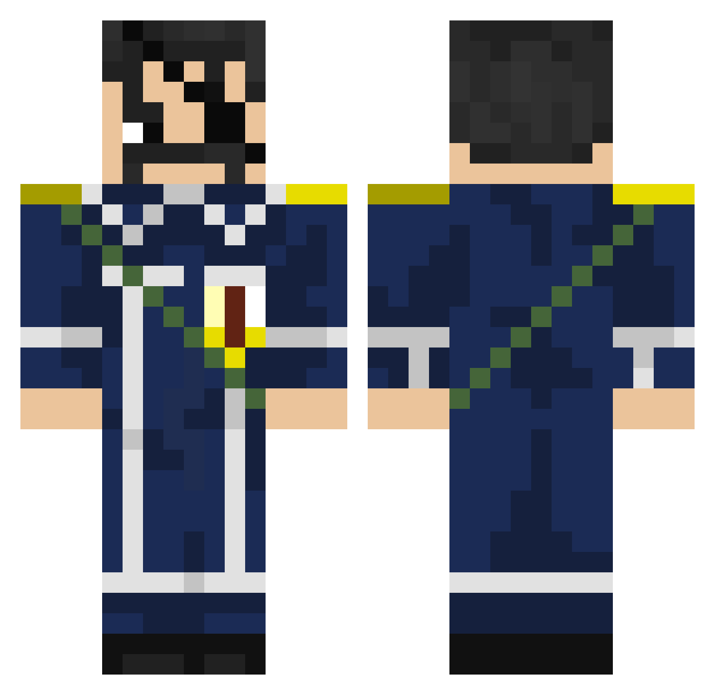sandhog Minecraft skin, front and back view