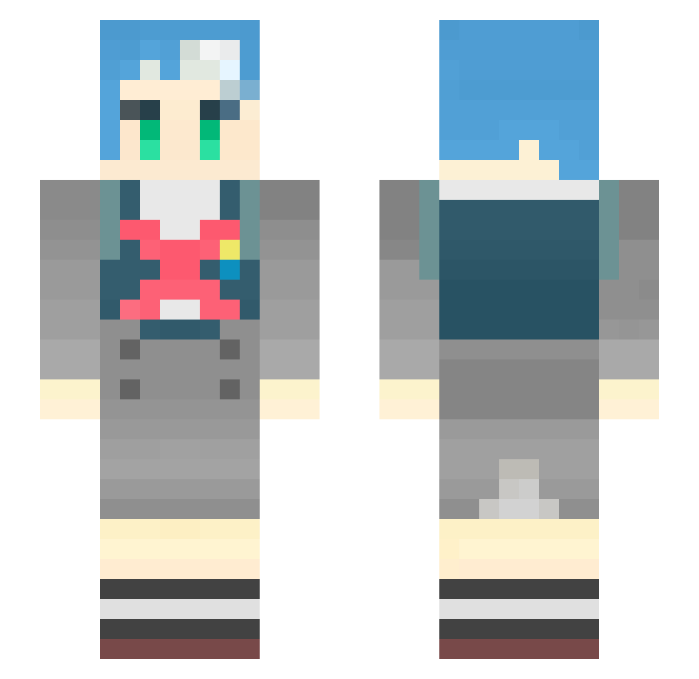 Ch3QuaN Minecraft skin, front and back view