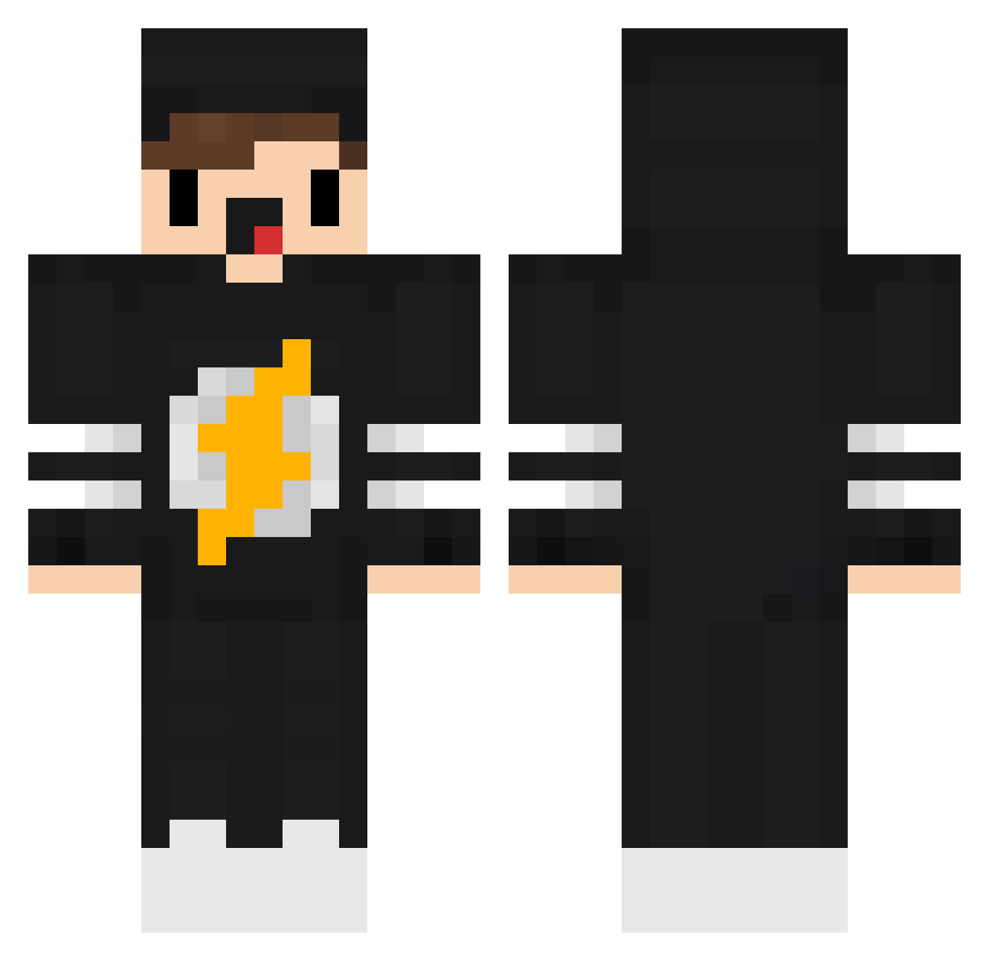 Aftersjokz Minecraft skin, front and back view