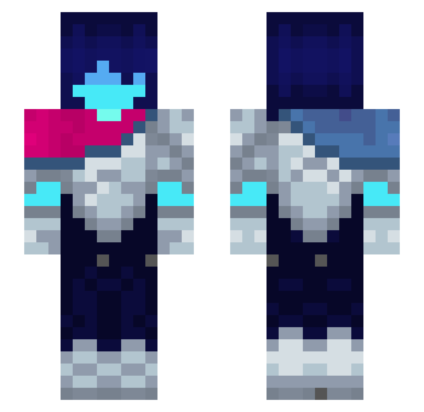 Angus_snow Minecraft skin, front and back view