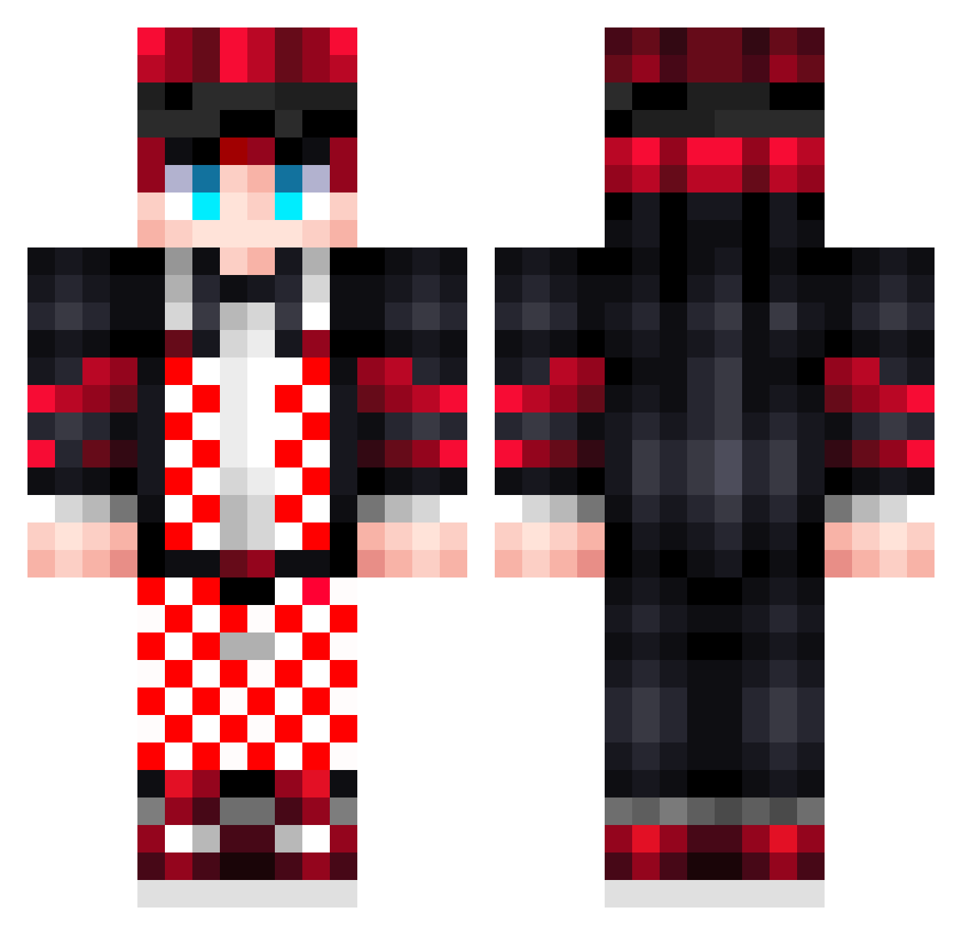 Mooning Minecraft skin, front and back view