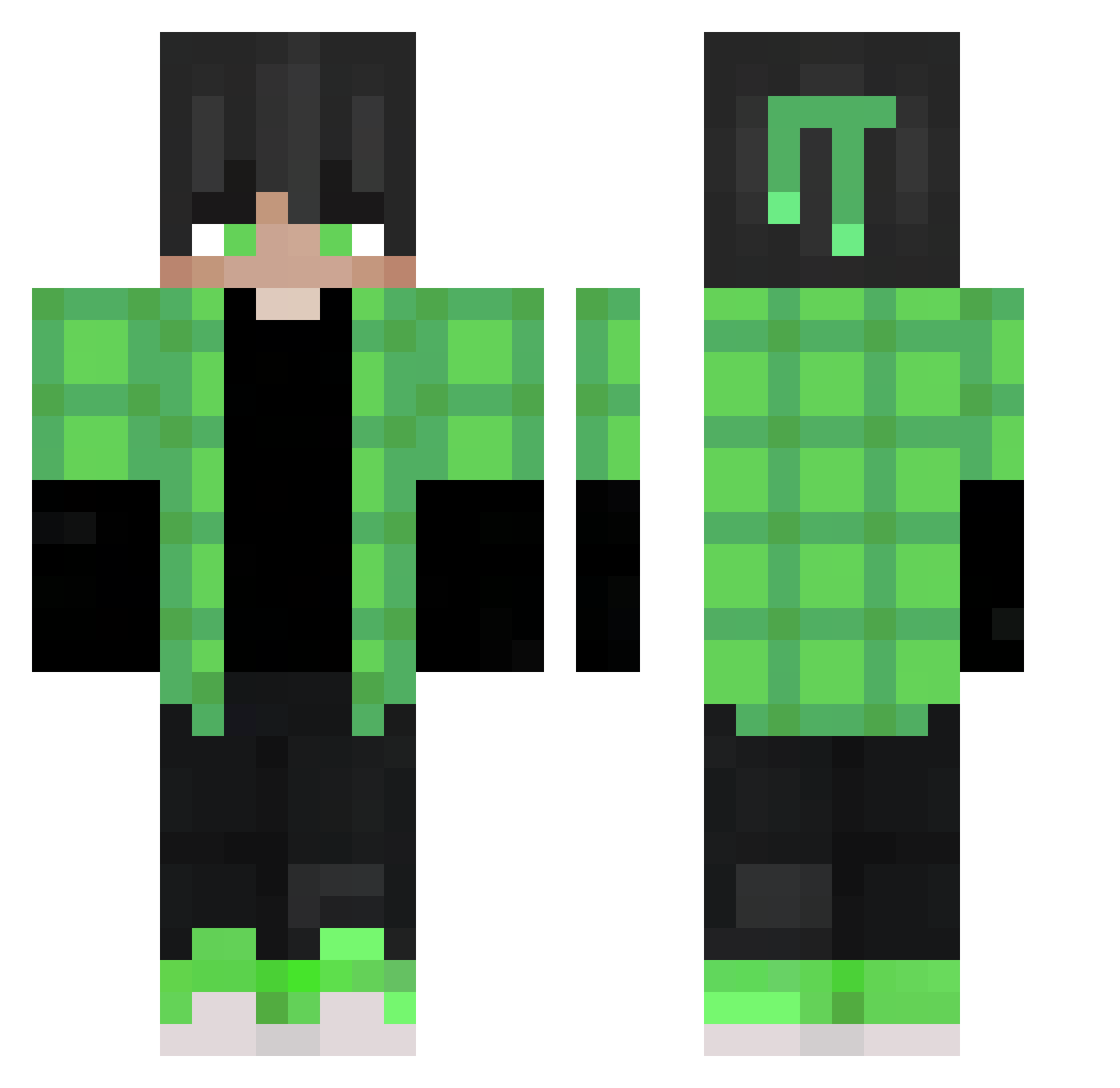 Not_xErLt Minecraft skin, front and back view