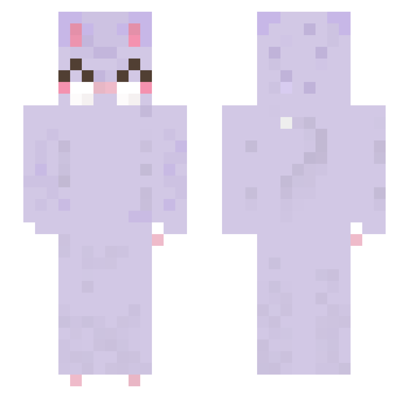 Sheltika Minecraft skin, front and back view