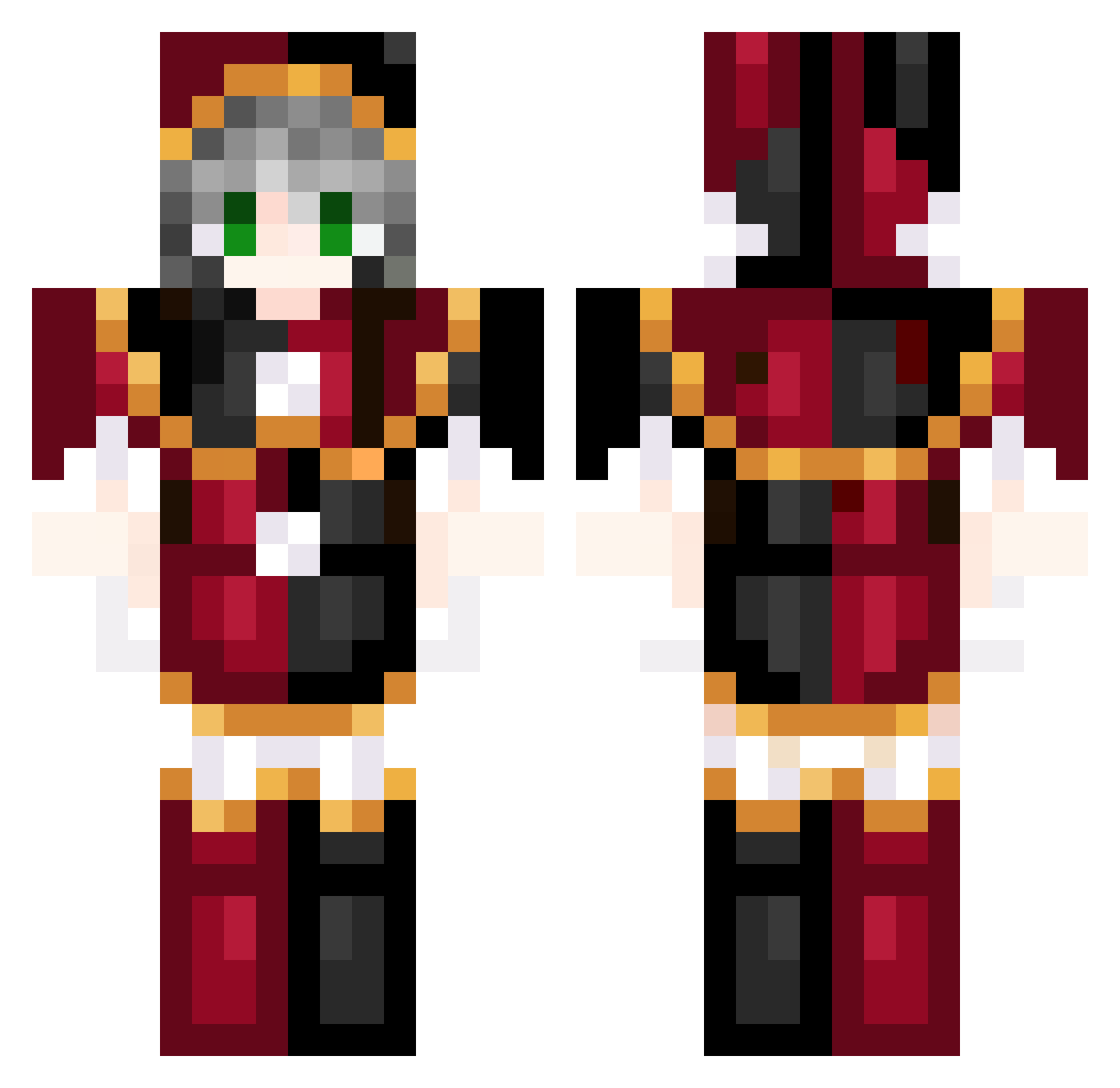 Dusk235 Minecraft skin, front and back view