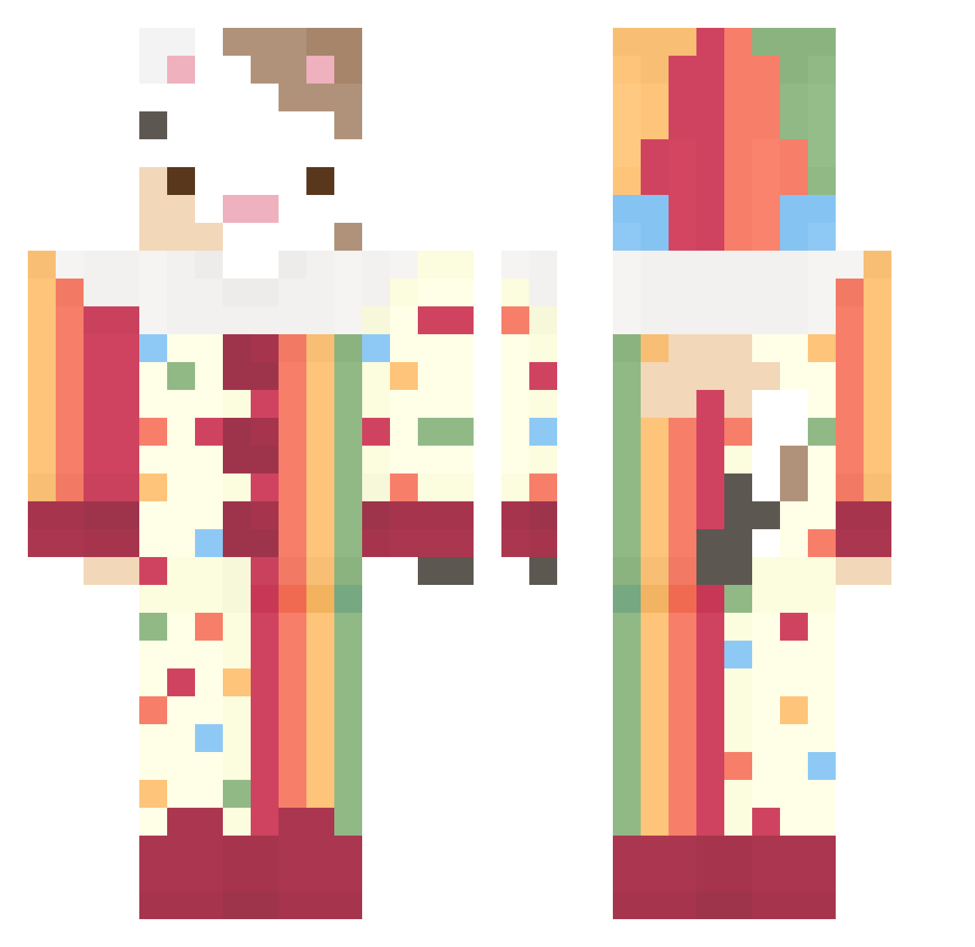 SkiFrog Minecraft skin, front and back view