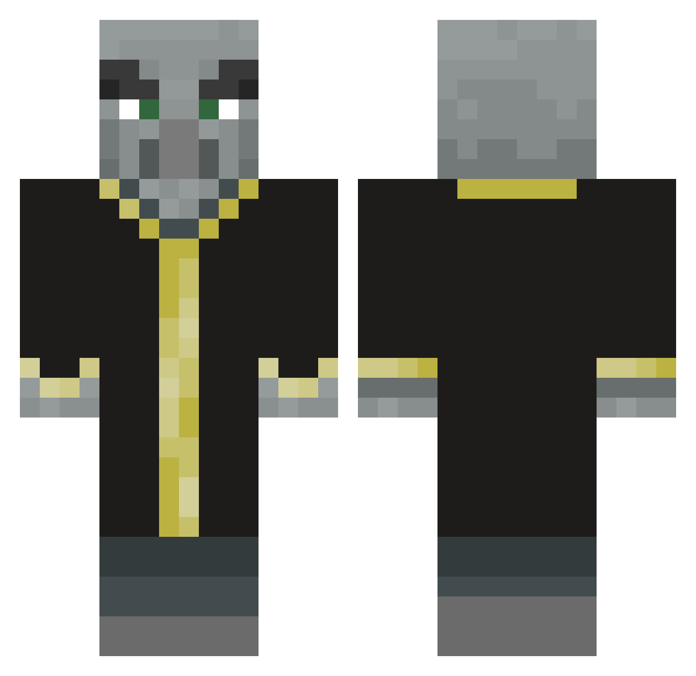 Lukemaus Minecraft skin, front and back view