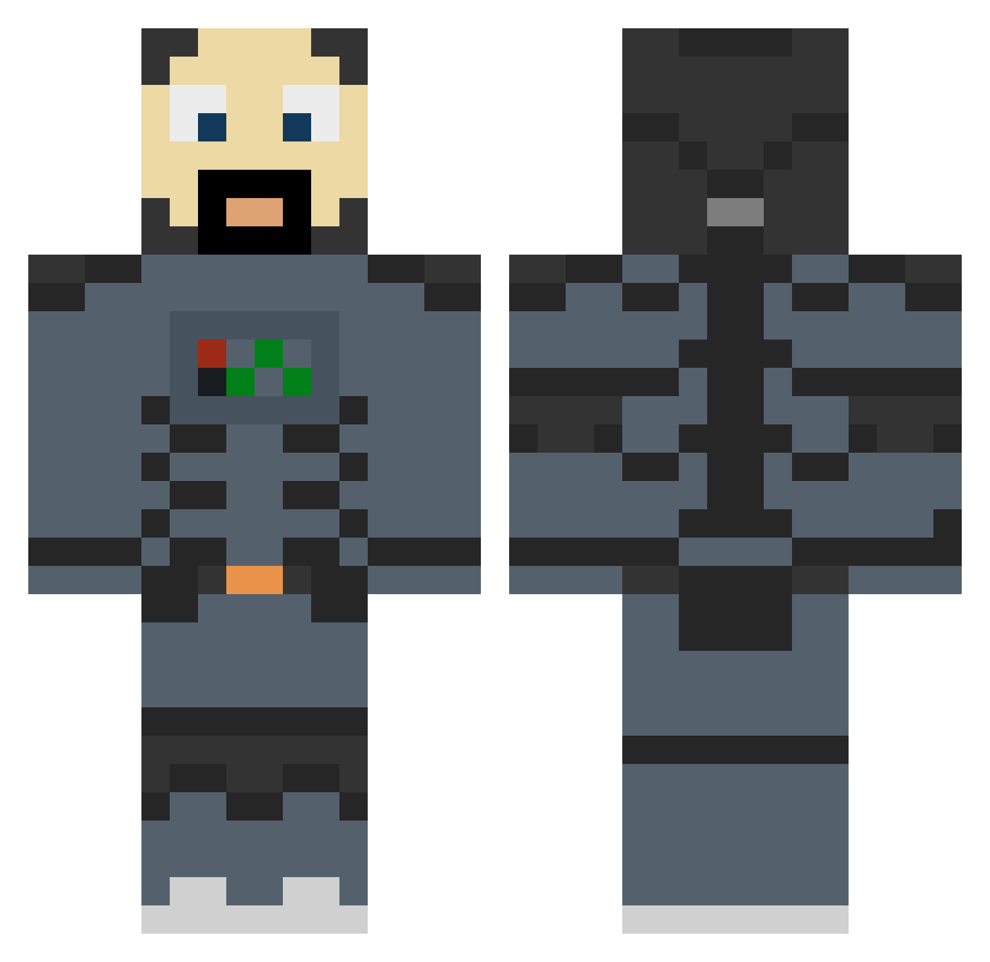 Ballist Minecraft skin, front and back view