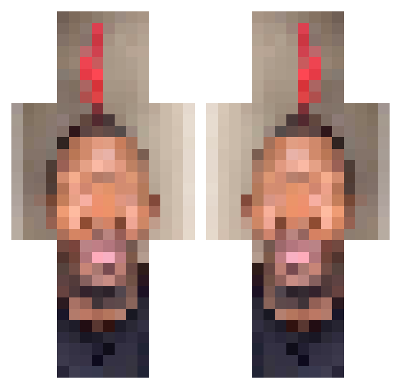 AomeRAY Minecraft skin, front and back view