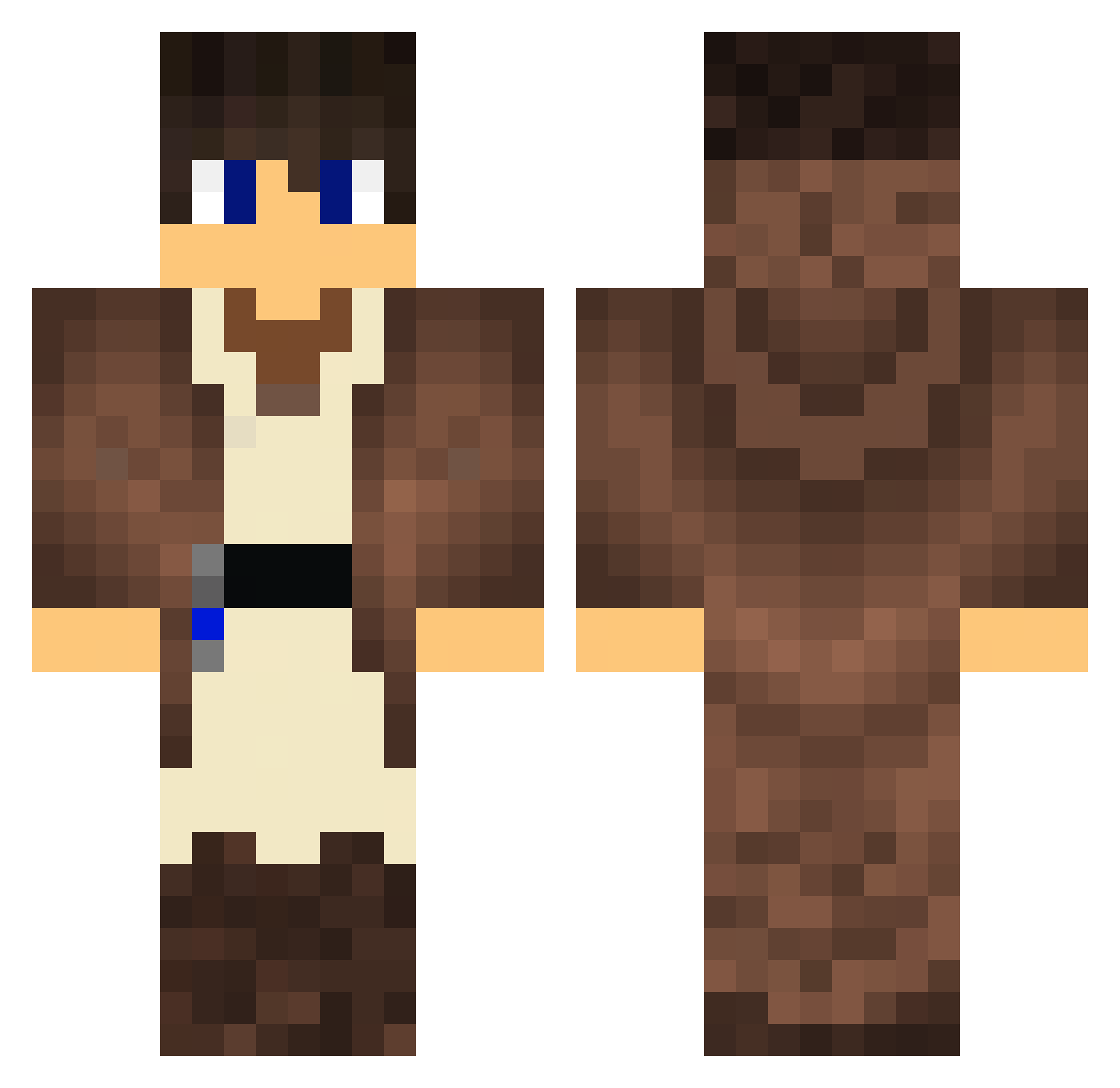 Hilkyway Minecraft skin, front and back view