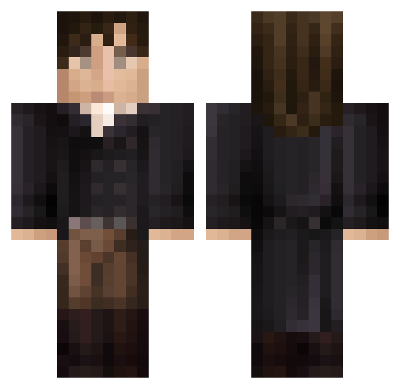 Radddan Minecraft skin, front and back view