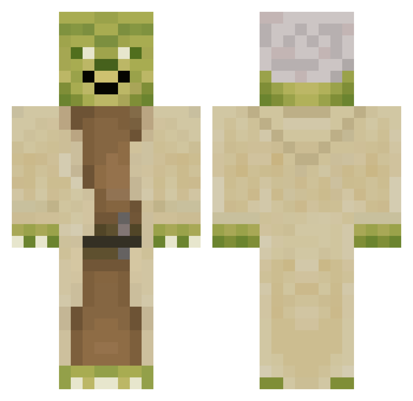 Pokiness Minecraft skin, front and back view