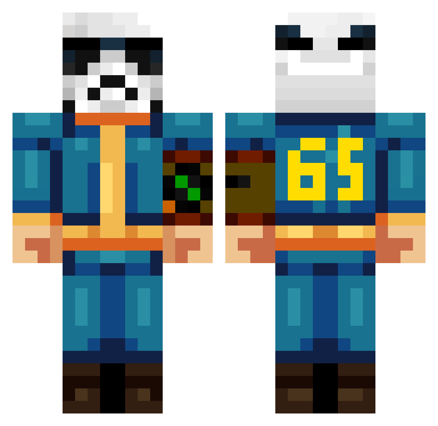 NitroBomb65 Minecraft skin, front and back view