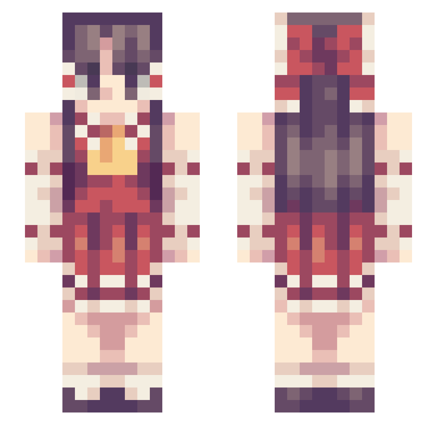 LanoNano Minecraft skin, front and back view