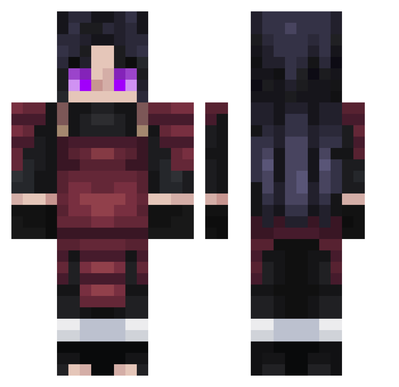 ShadowIVx Minecraft skin, front and back view