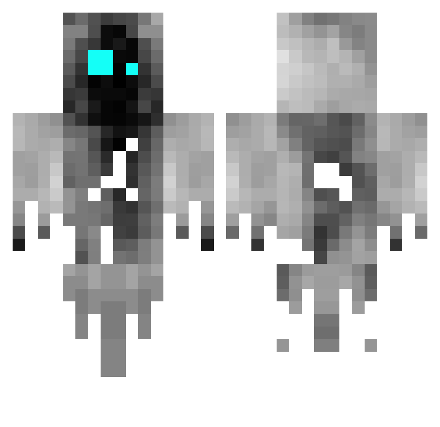 Pumpkinification Minecraft skin, front and back view