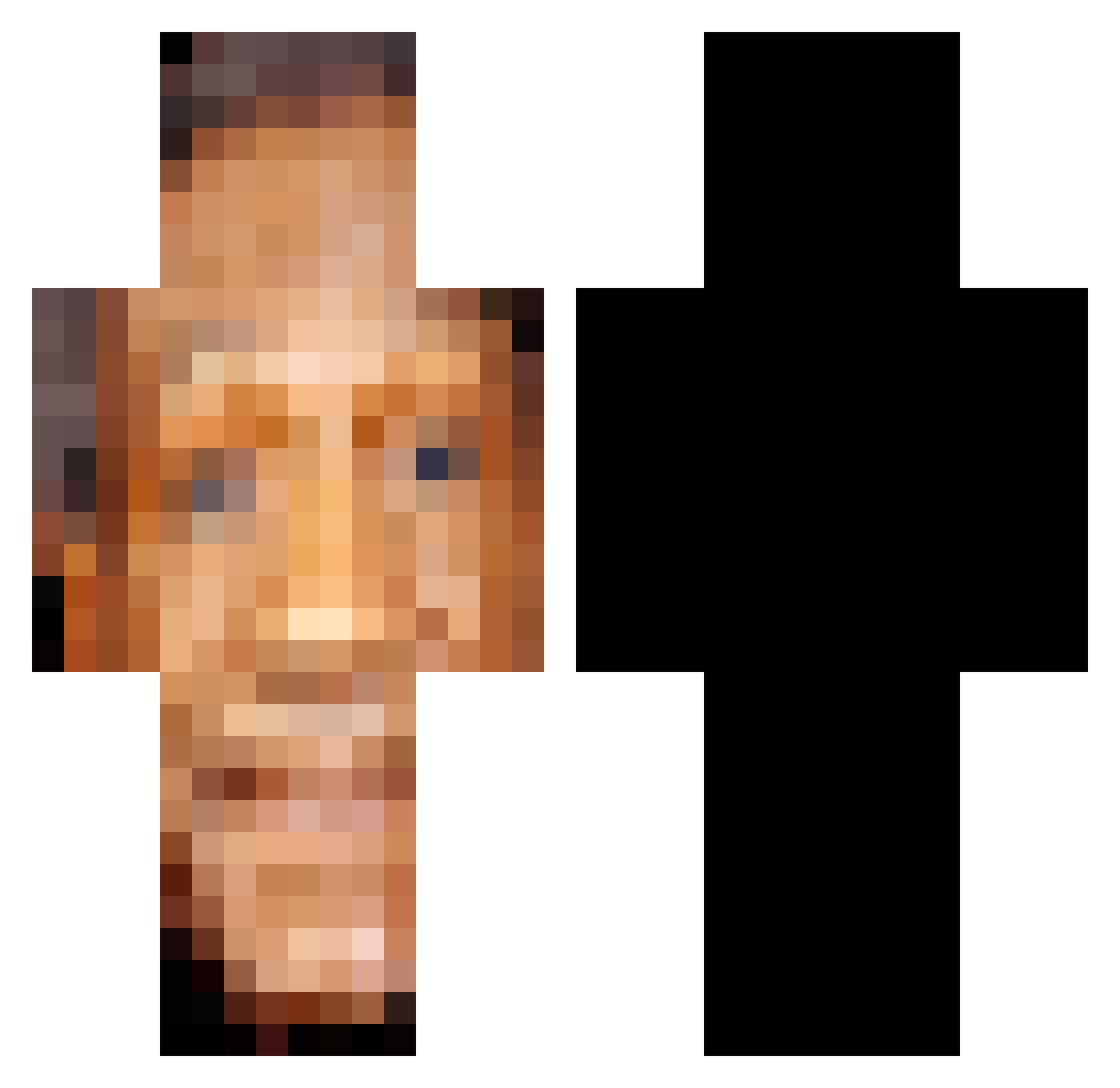 underbed Minecraft skin, front and back view
