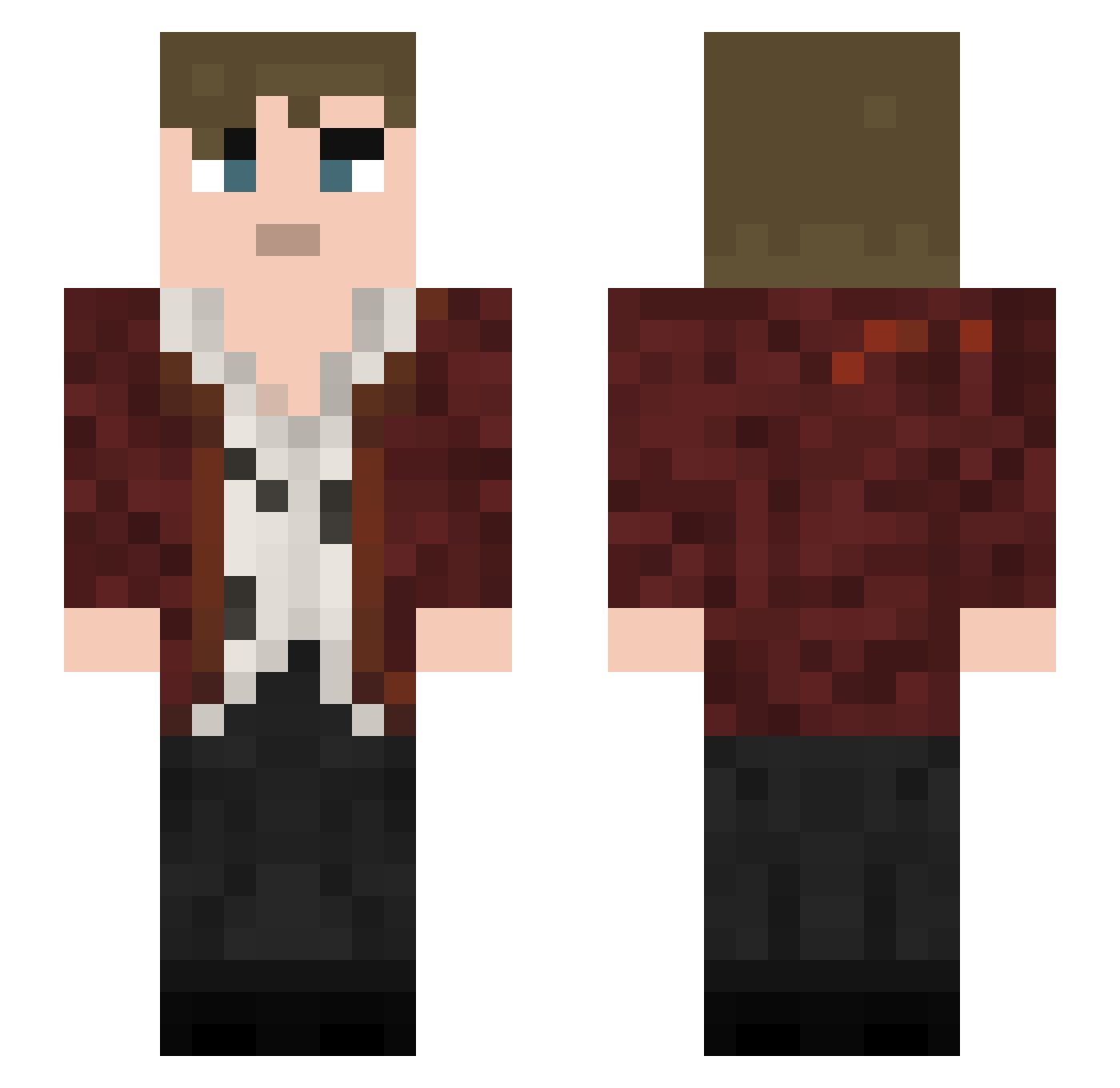 Fawkes123 Minecraft skin, front and back view