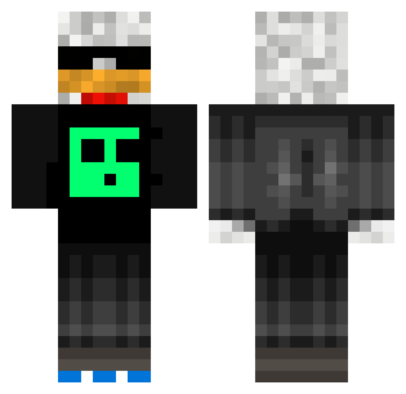 Vcionex Minecraft skin, front and back view