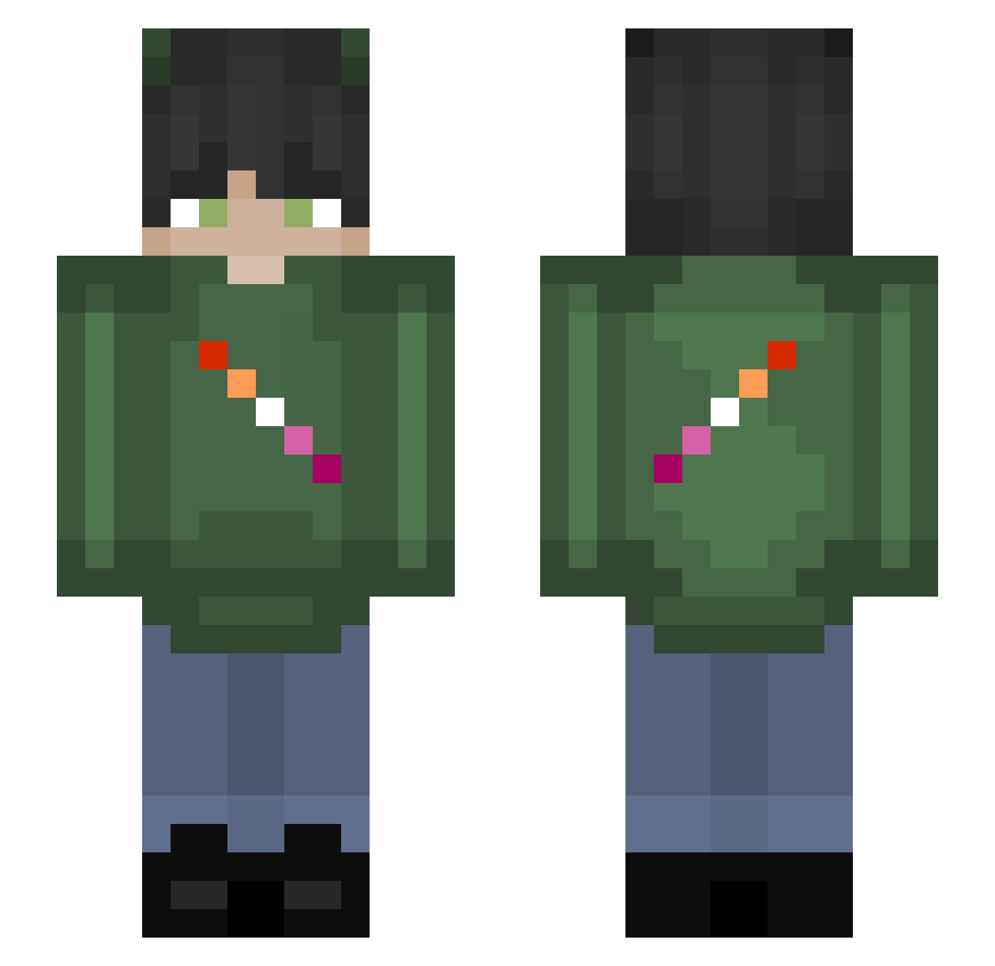 B34r___ Minecraft skin, front and back view
