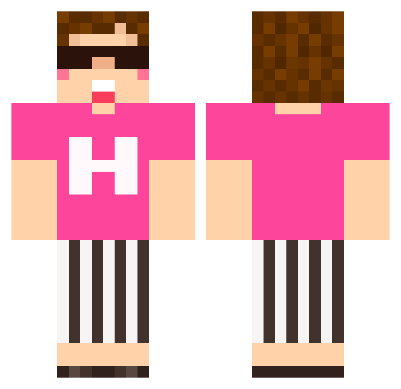 RSNW Minecraft skin, front and back view
