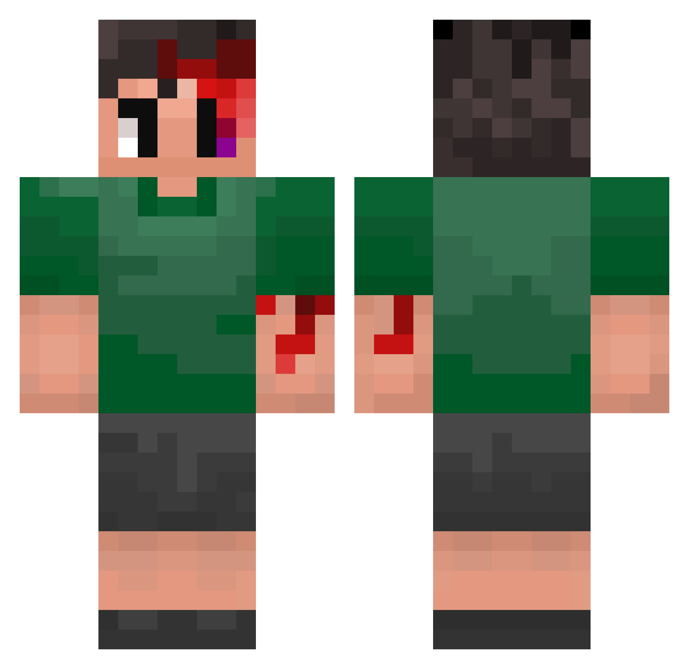 SpamGD Minecraft skin, front and back view