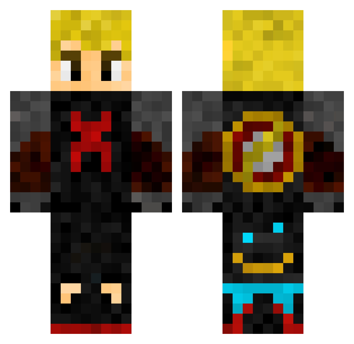 Jabox Minecraft skin, front and back view