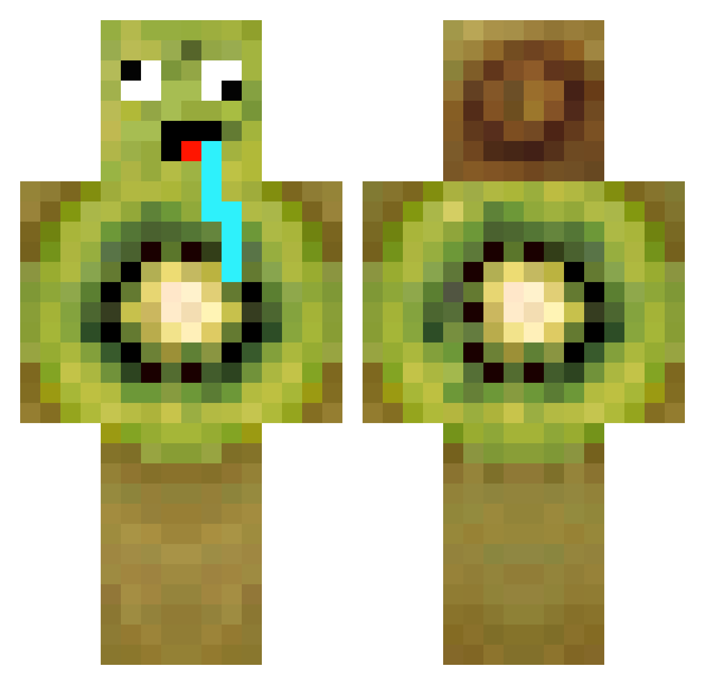 KiwiTheKiwiMan Minecraft skin, front and back view