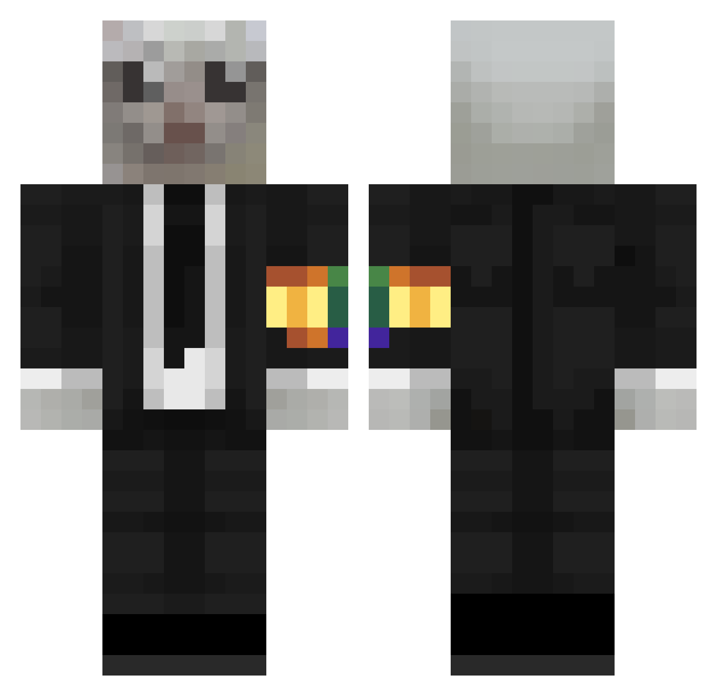 MrHanterino Minecraft skin, front and back view