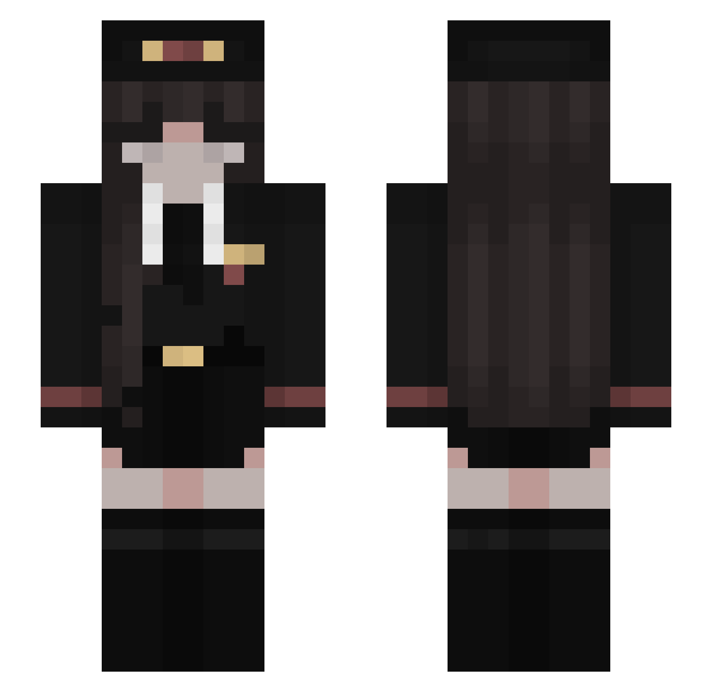ashedwings Minecraft skin, front and back view