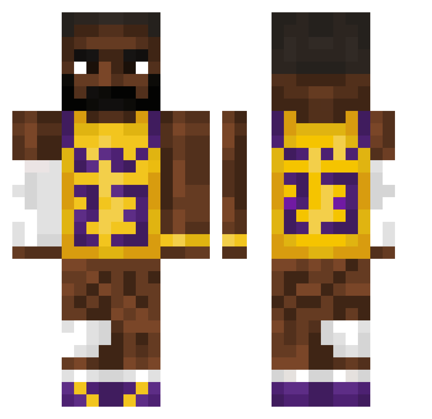 Krozma Minecraft skin, front and back view