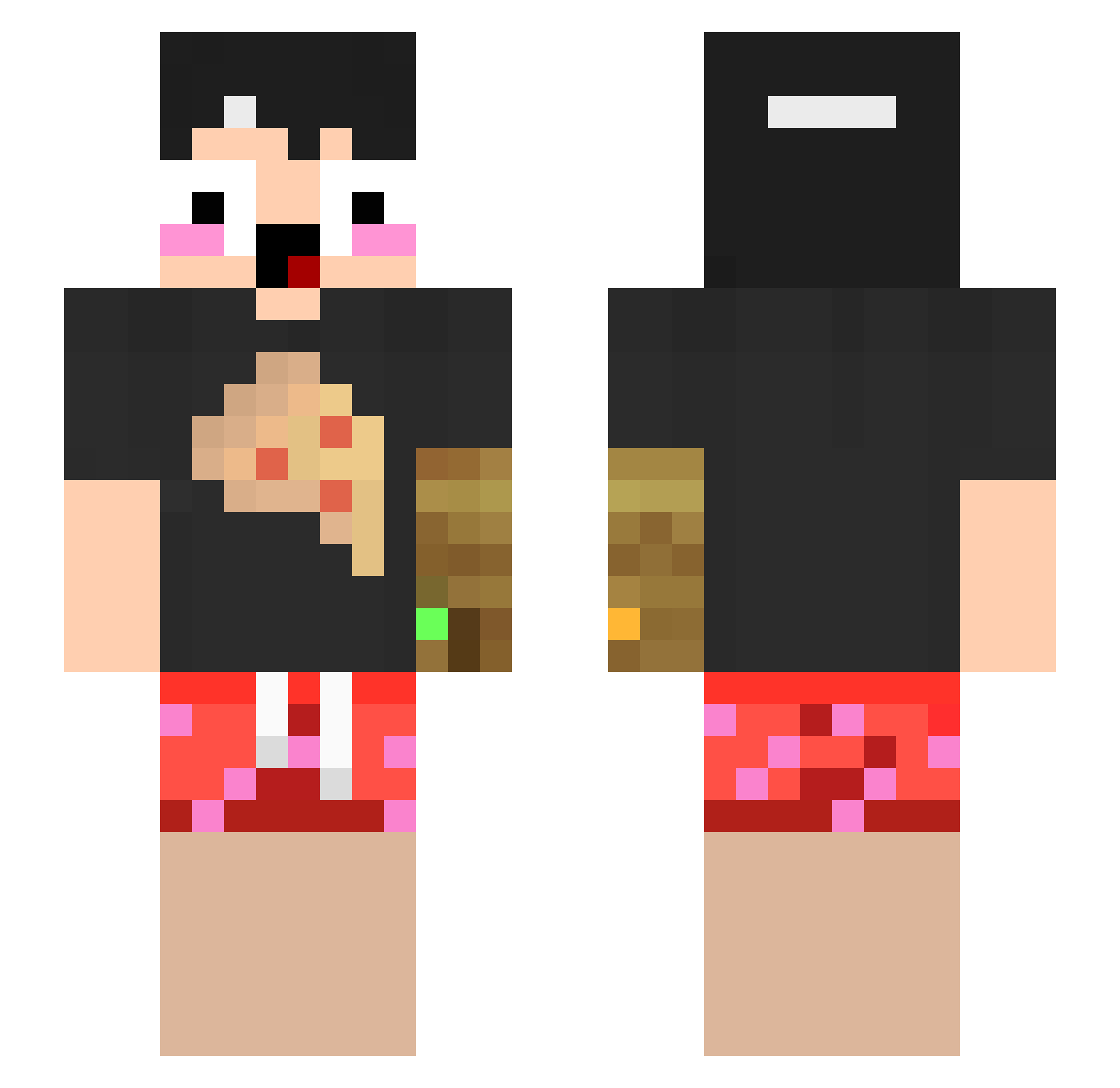 Tr4stF4l Minecraft skin, front and back view