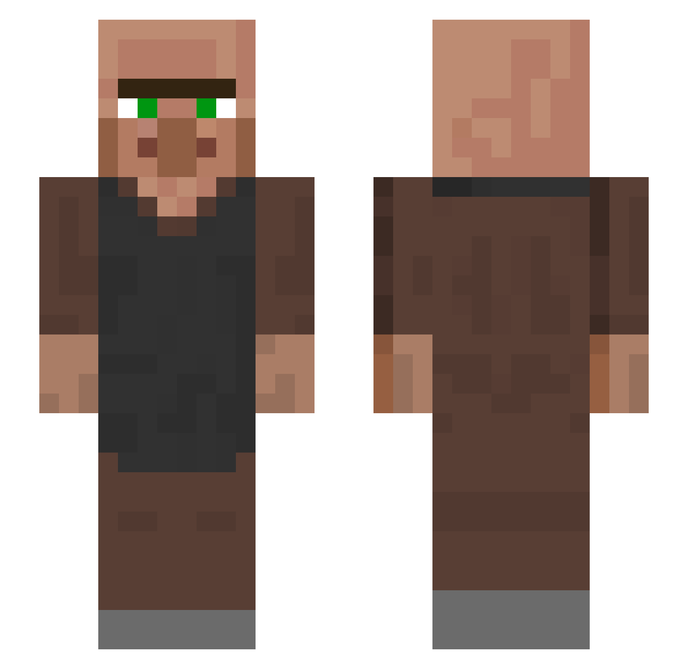 Snowhitche Minecraft skin, front and back view