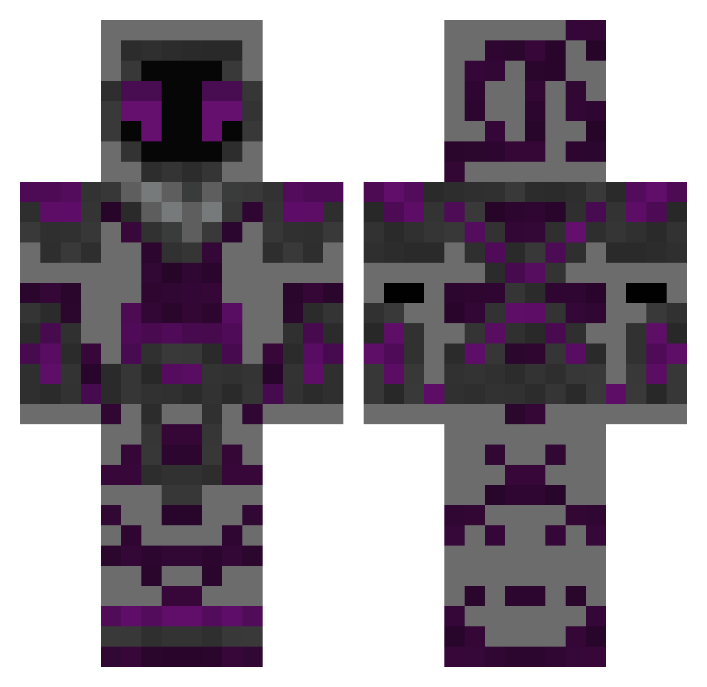 Decolorate Minecraft skin, front and back view