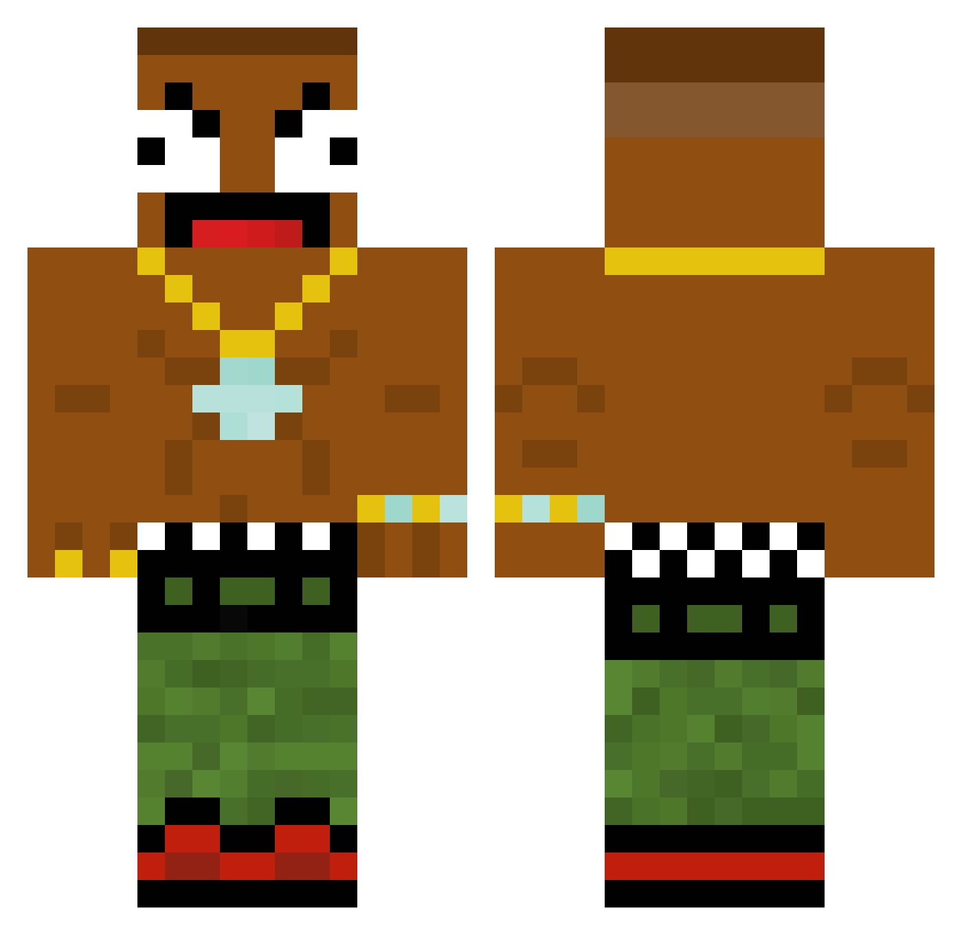 CruellMD Minecraft skin, front and back view
