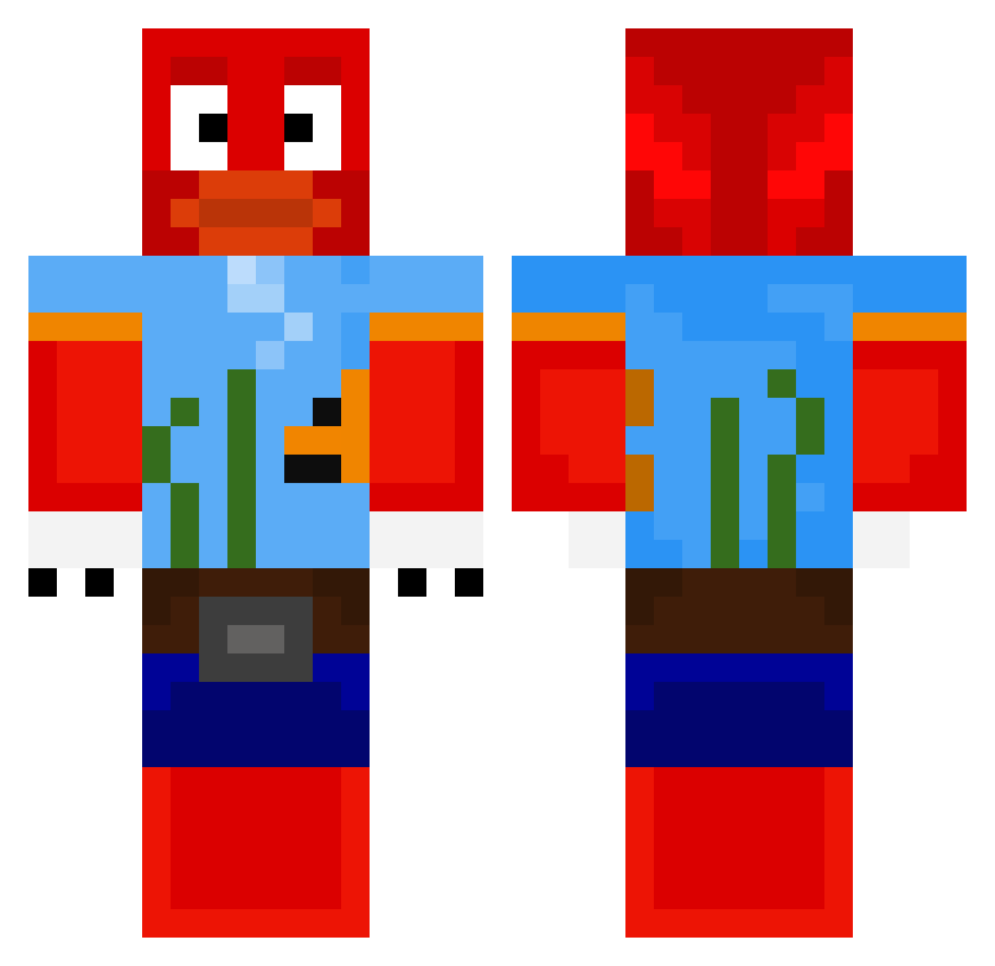 ChiliUbah Minecraft skin, front and back view