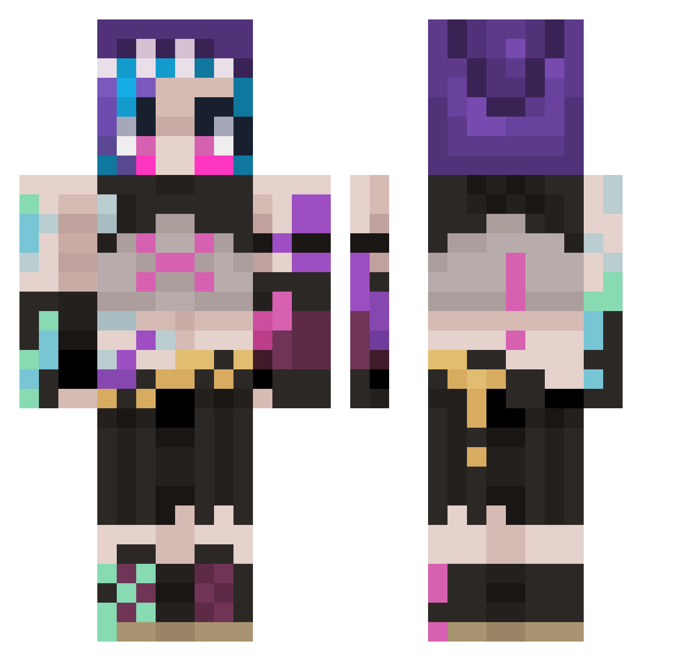 H3RCUL3 Minecraft skin, front and back view