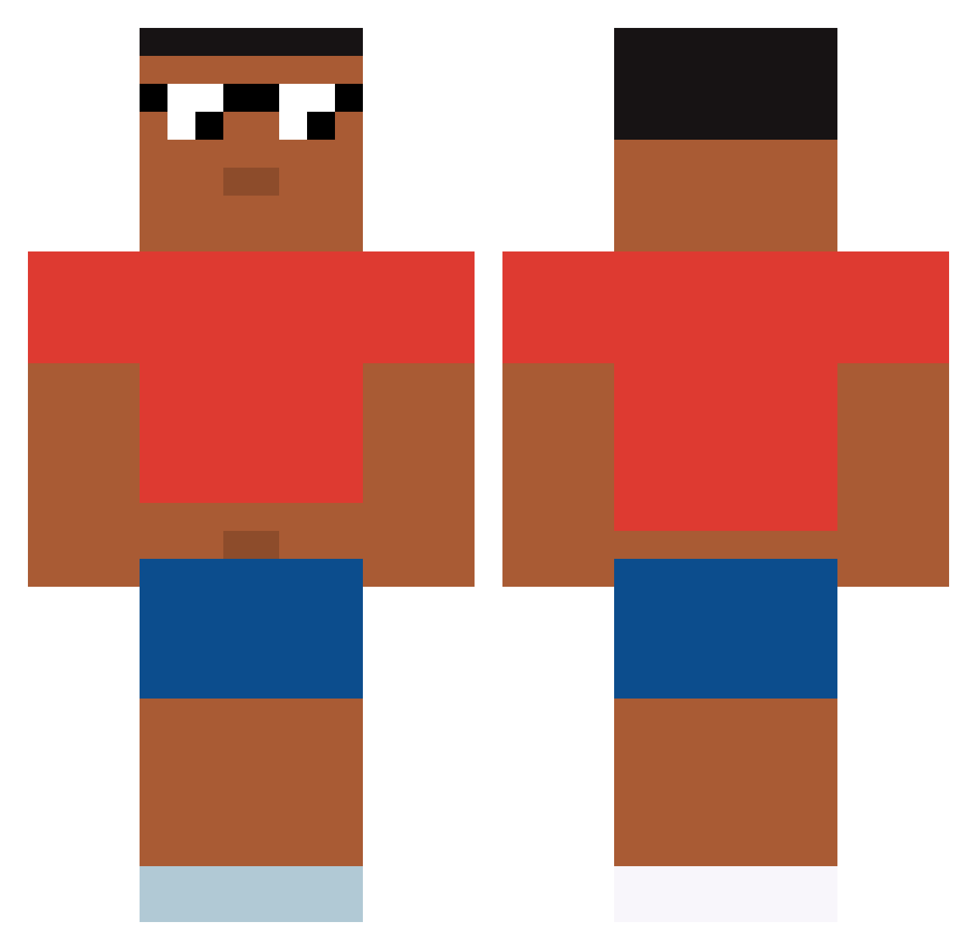 PeterNegus Minecraft skin, front and back view