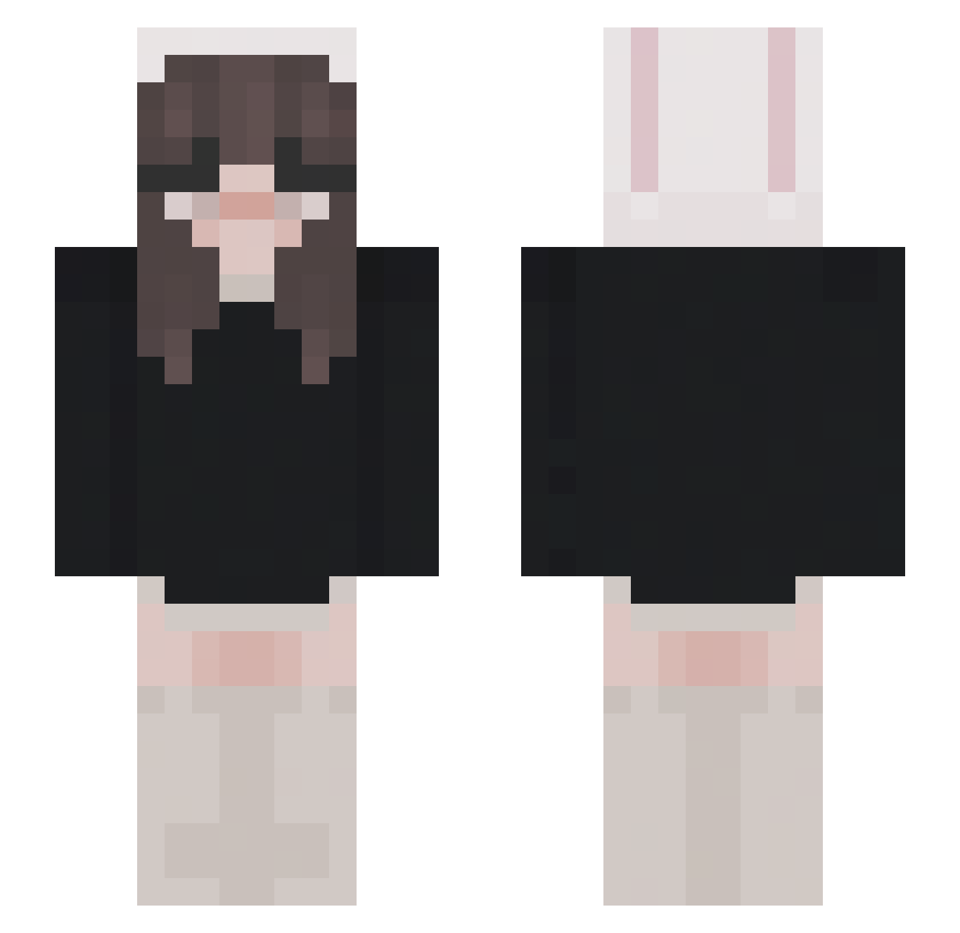 n33shi Minecraft skin, front and back view