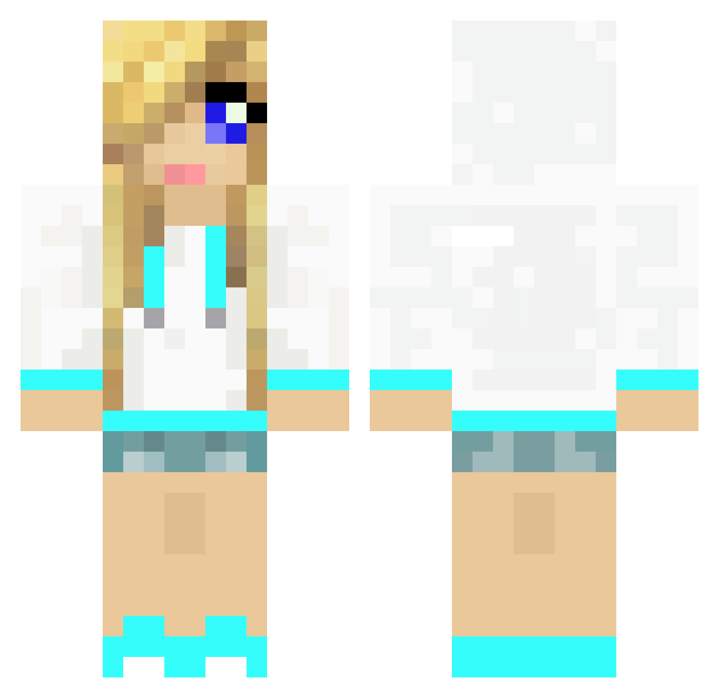 Upstreet Minecraft skin, front and back view