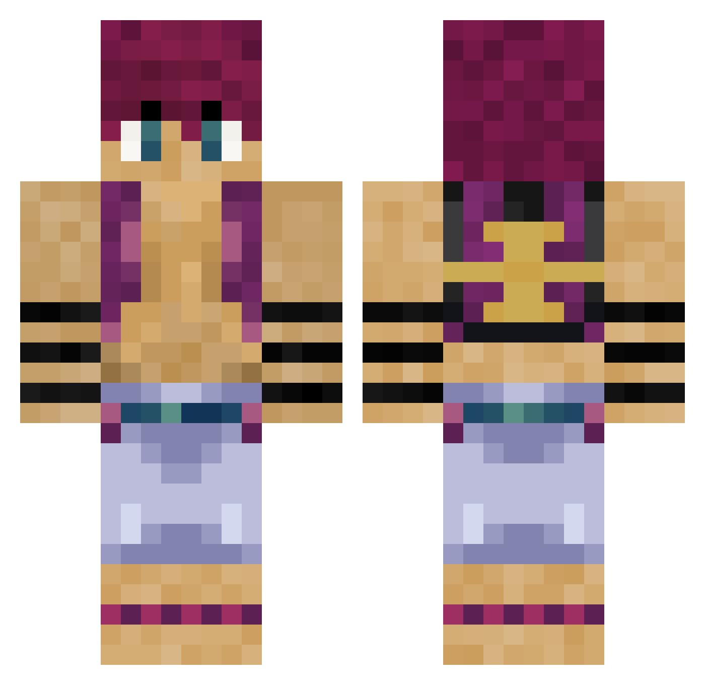 Laverly1 Minecraft skin, front and back view