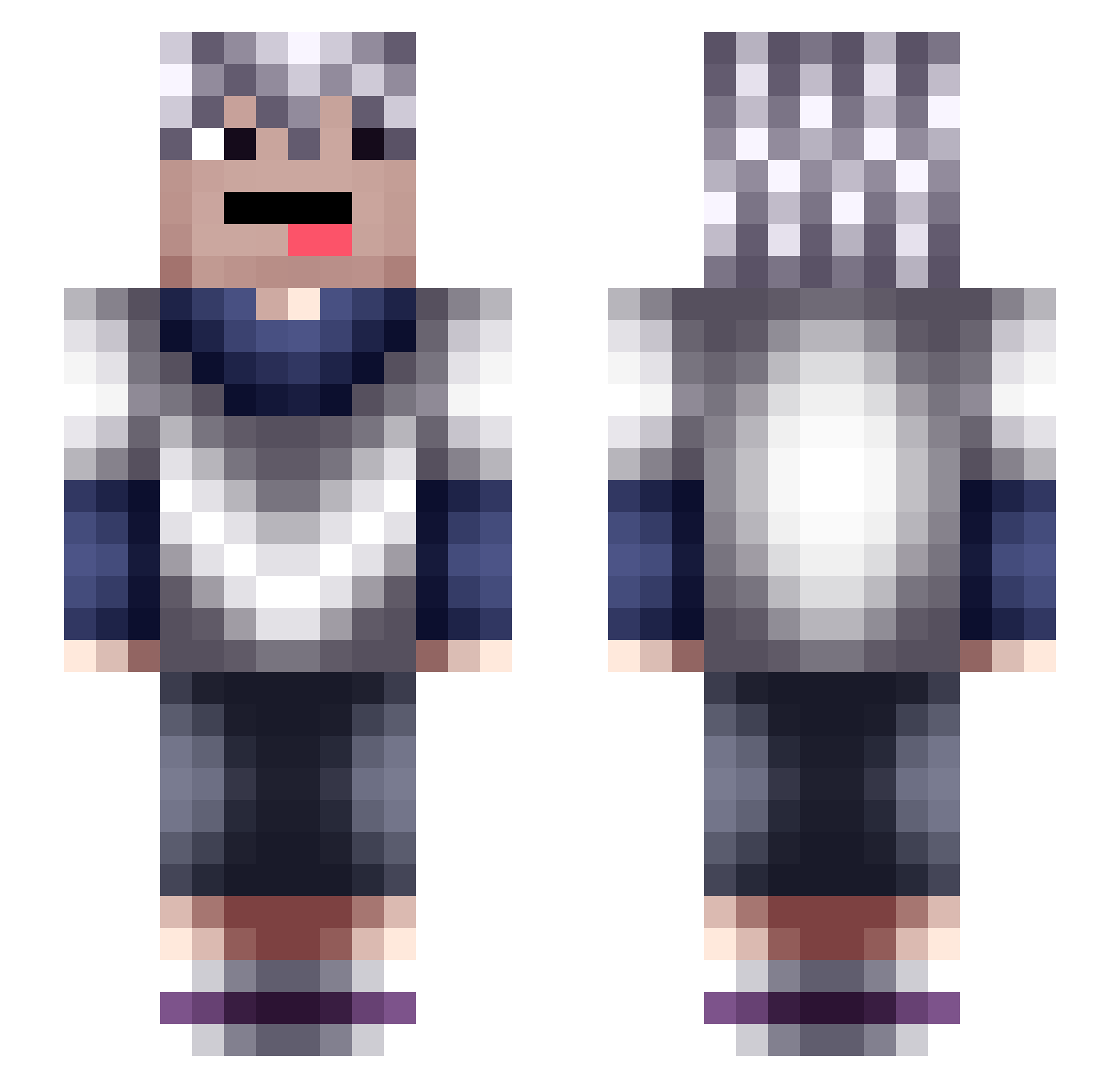 akashington Minecraft skin, front and back view