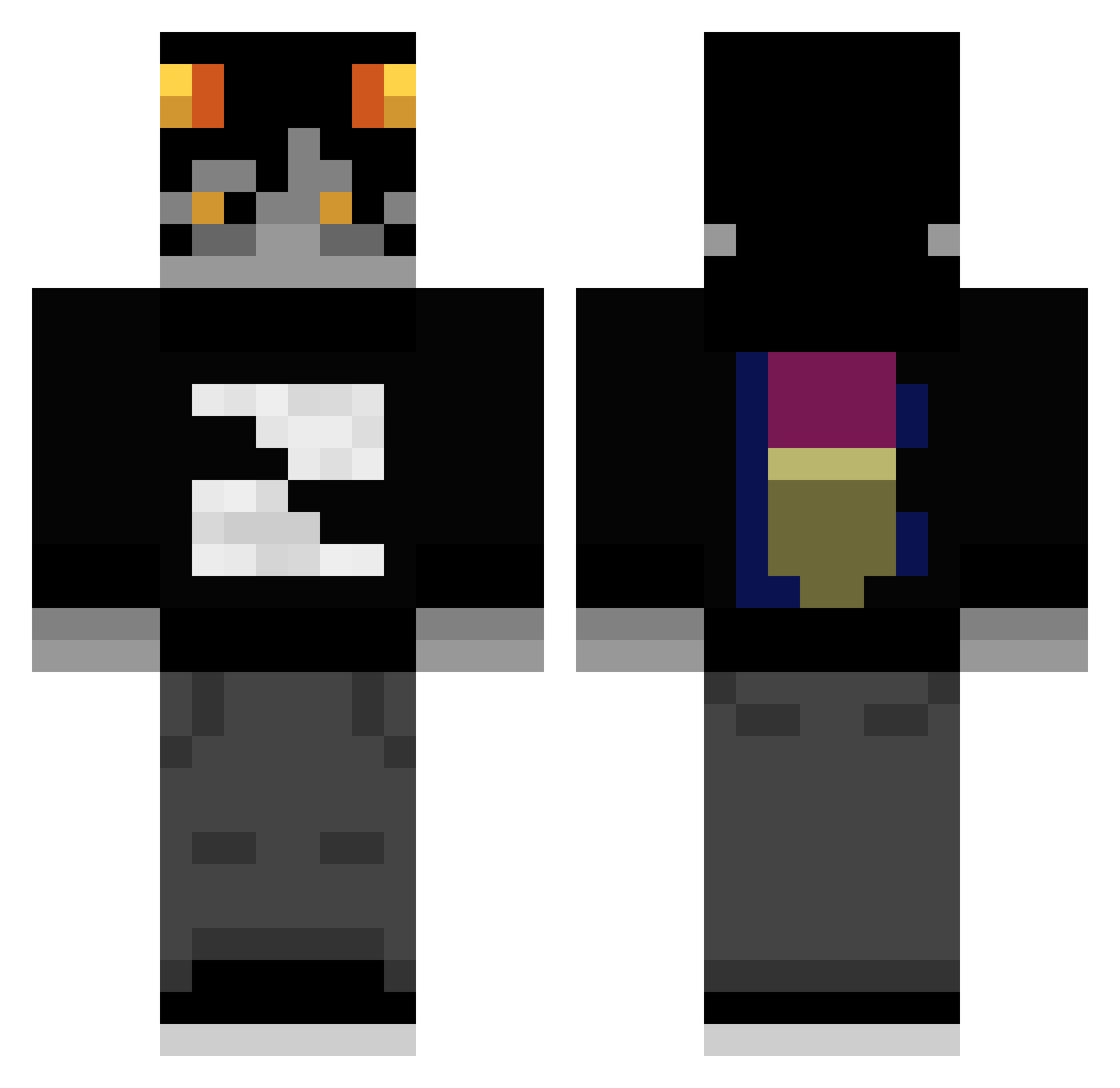 Kr33perClown Minecraft skin, front and back view