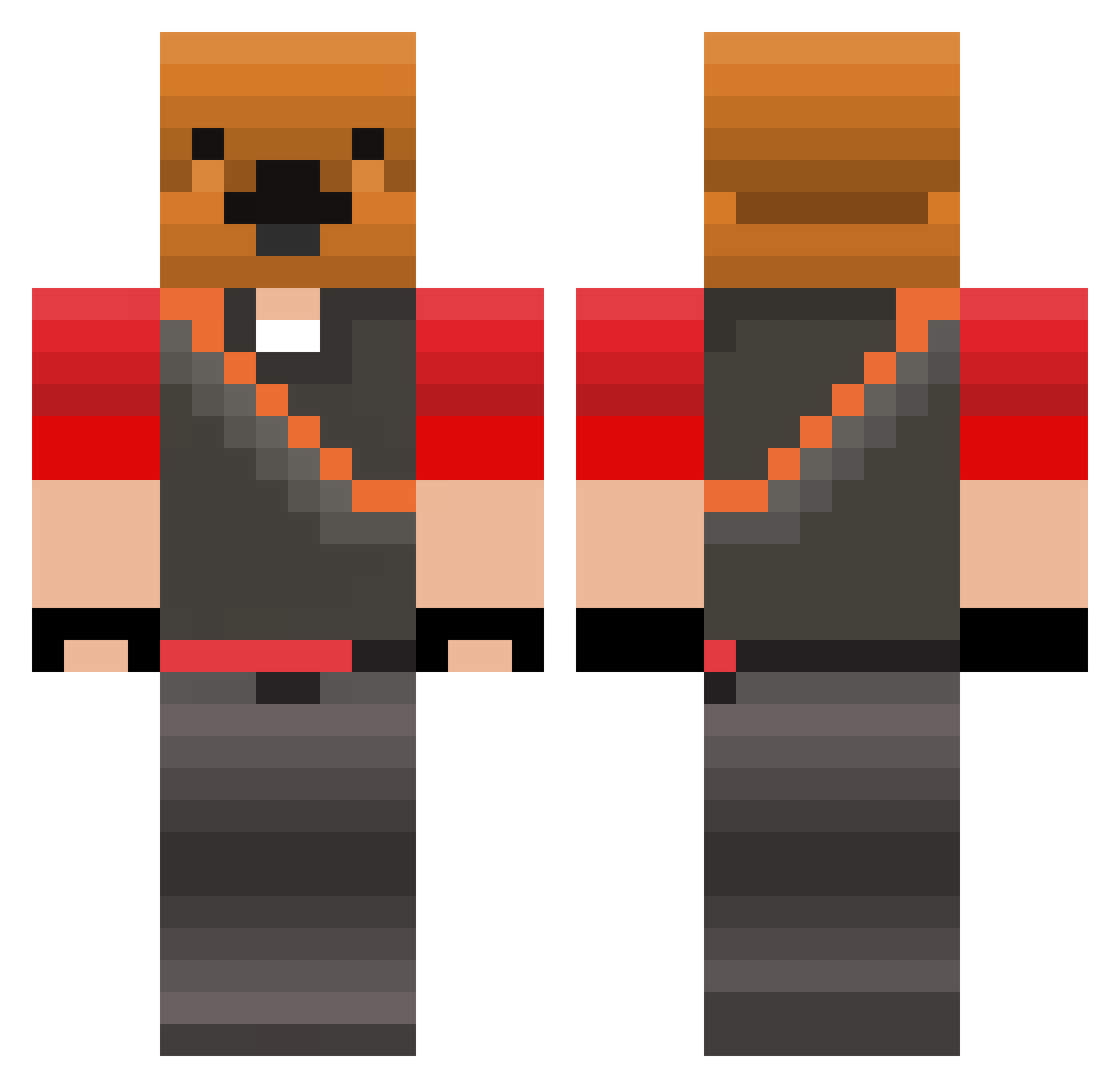Teggeris Minecraft skin, front and back view