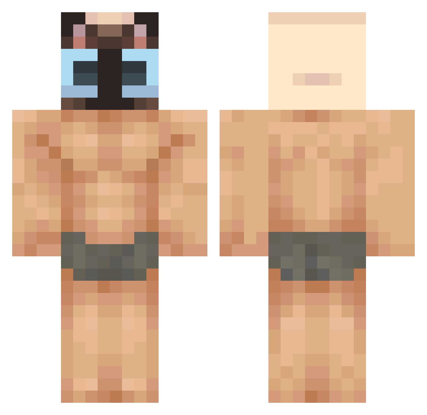 TakaToast Minecraft skin, front and back view